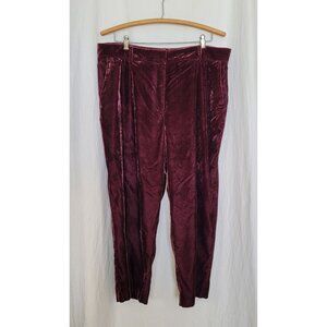 LOFT Burgundy Rayon Velvet Pants Women's Size 16 LUXURY!